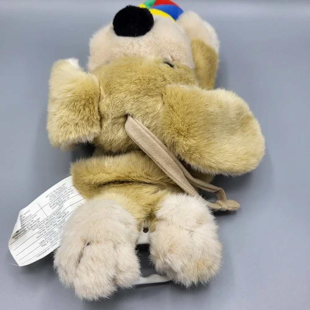 Battat Musical Pull String Puppy Dog Plush Toy 14 Inch Multi-Color Ball Tan